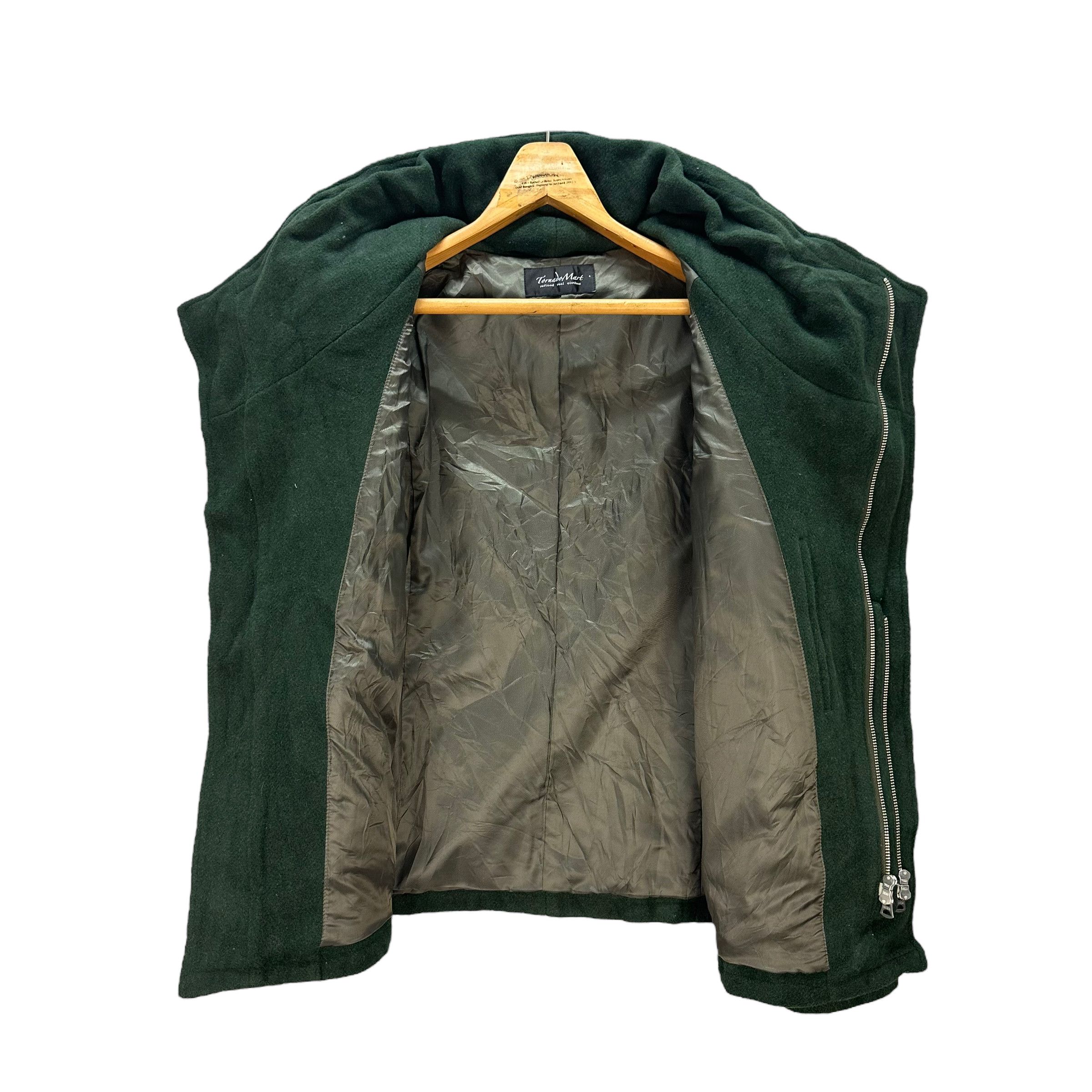 Tornado Mart TORNADO MART GREEN WOOL HOODED ASYMMETRIC JACKET #8330-004 Size L / US 10 / IT 46 - 7 Thumbnail