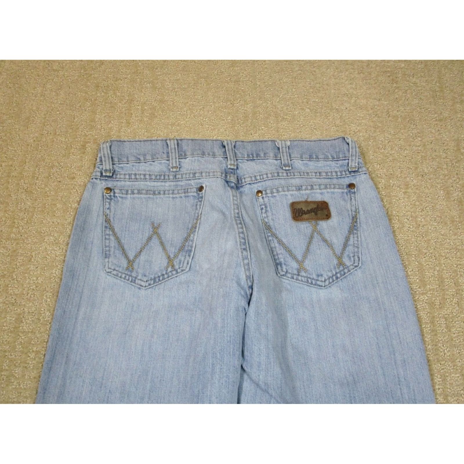 Wrangler Wrangler Retro Jeans Men 31x34 Blue Bootcut Western Pants Light Wash Distressed Jeans Size US 31 - 4 Thumbnail