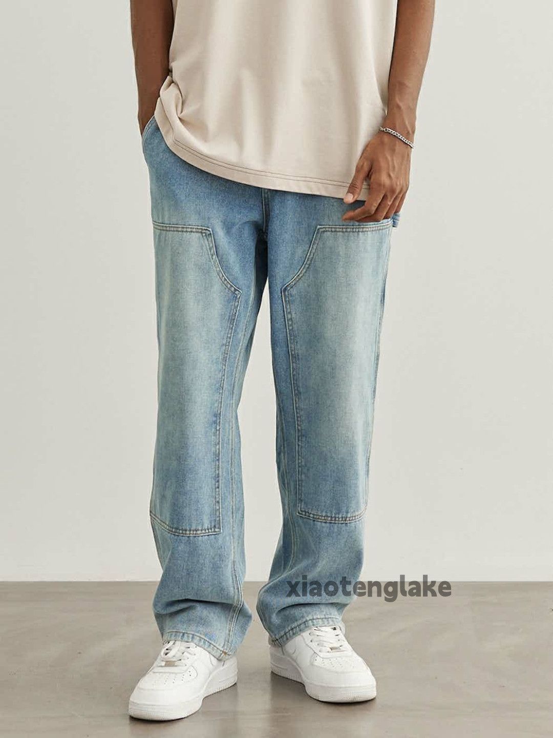 Jean × Vintage washed faded loose baggy carpenter workwear jeans Size US 34 / EU 50 - 1 Thumbnail