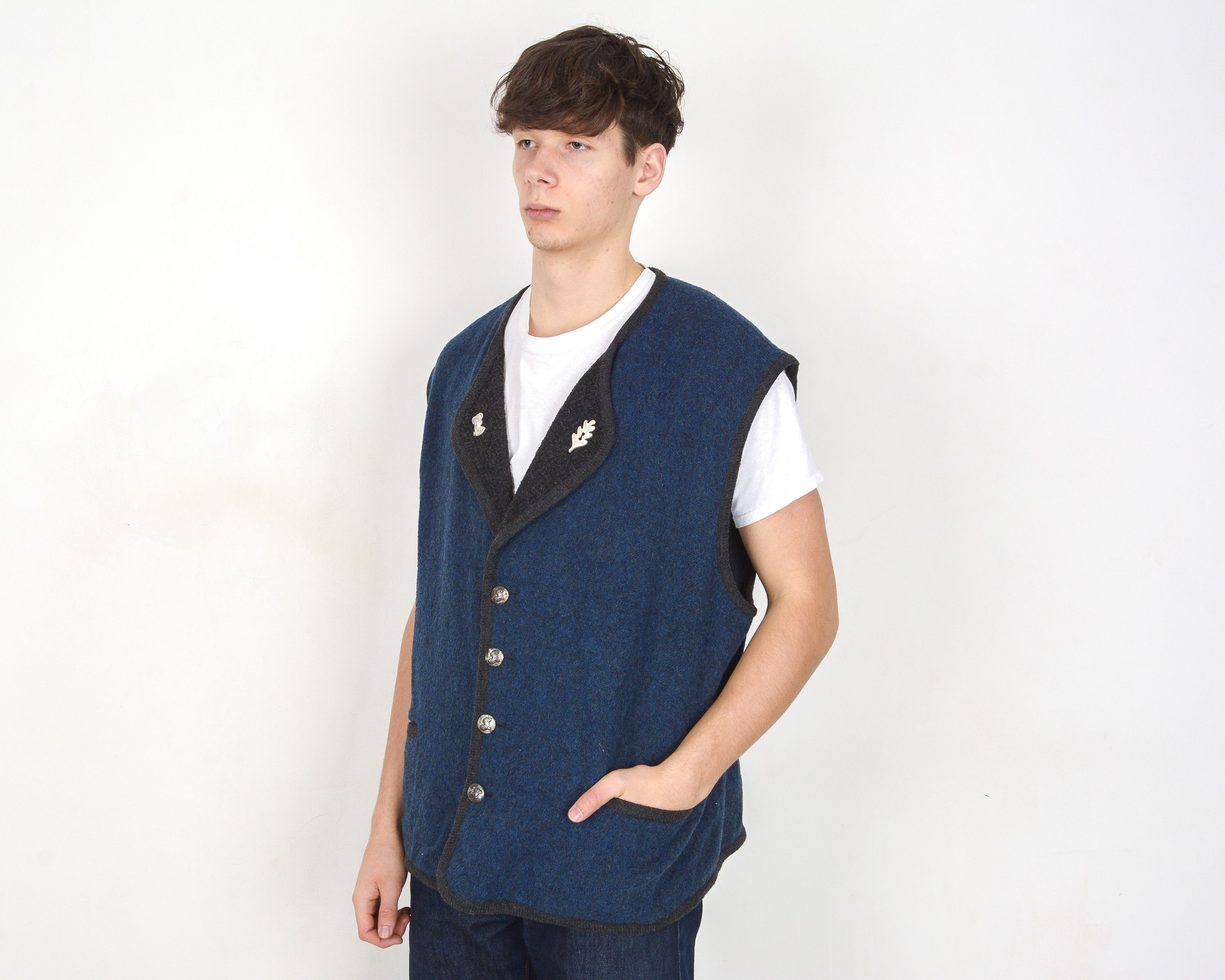 Vintage Landhausmode Trachten UK 50 US Waistcoat Vest Tank Gilet Size US XXL / EU 58 / 5 - 3 Thumbnail