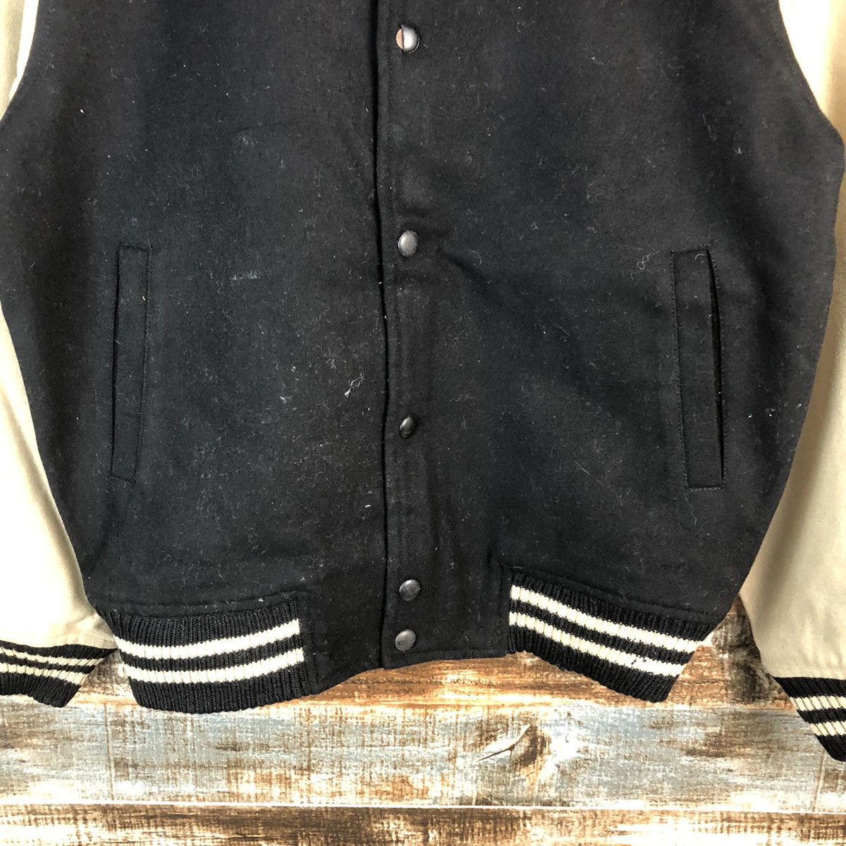 Japanese Brand Sunbird Black vintage plain Bombers varsity Jacket #A1755 Size US M / EU 48-50 / 2 - 6 Thumbnail