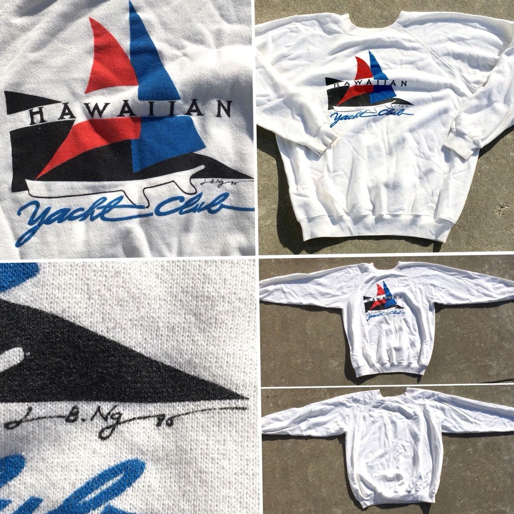 Vintage Vintage Hawaiian Yacht Club Graphic Sweatshirt Raglan 80s 1980s L XL White Mens Sweatshirt Holiday Yacht Club Graphics 1980s Mens L-XL Size US L / EU 52-54 / 3 - 2 Thumbnail