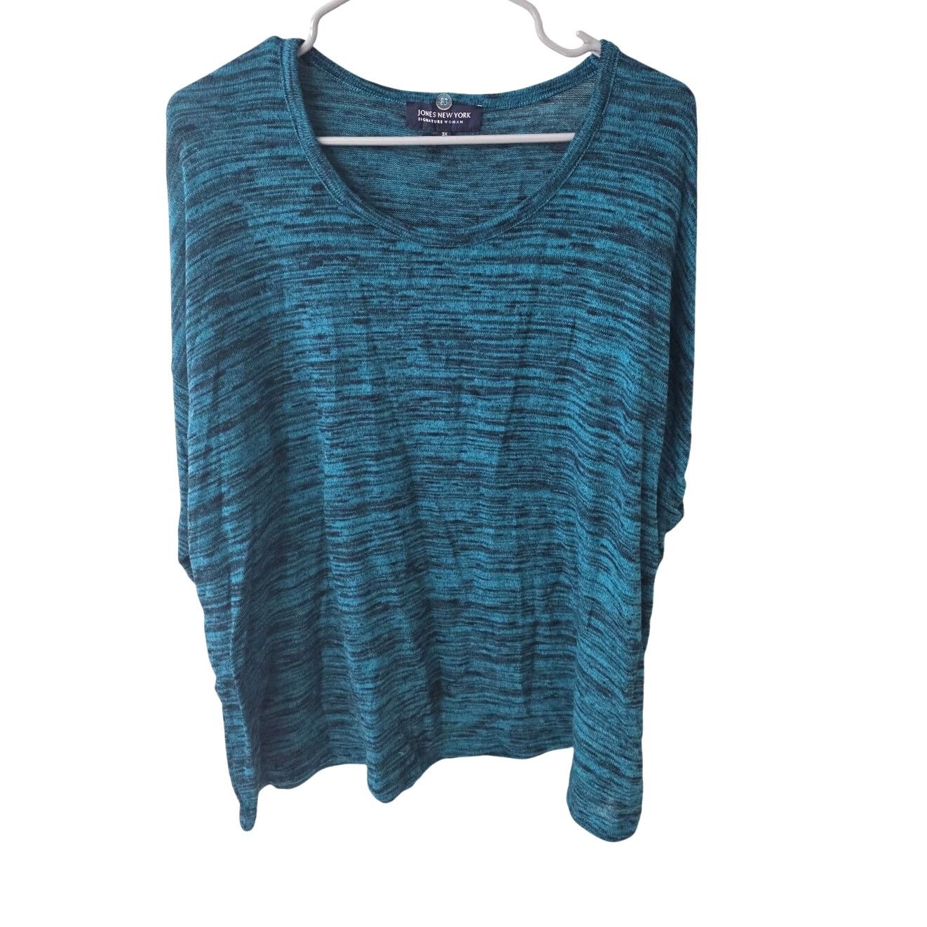 Other Jones New York Signature Seagreen and Black Heather Top - 3X Size 3XL / US 20-22 - 1 Thumbnail