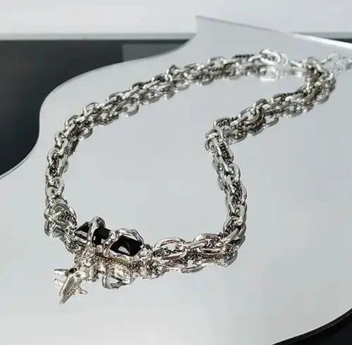 Japanese Brand × Vintage Unisex pendant necklace goth black gem vampire chain hip hop Size ONE SIZE - 3 Thumbnail