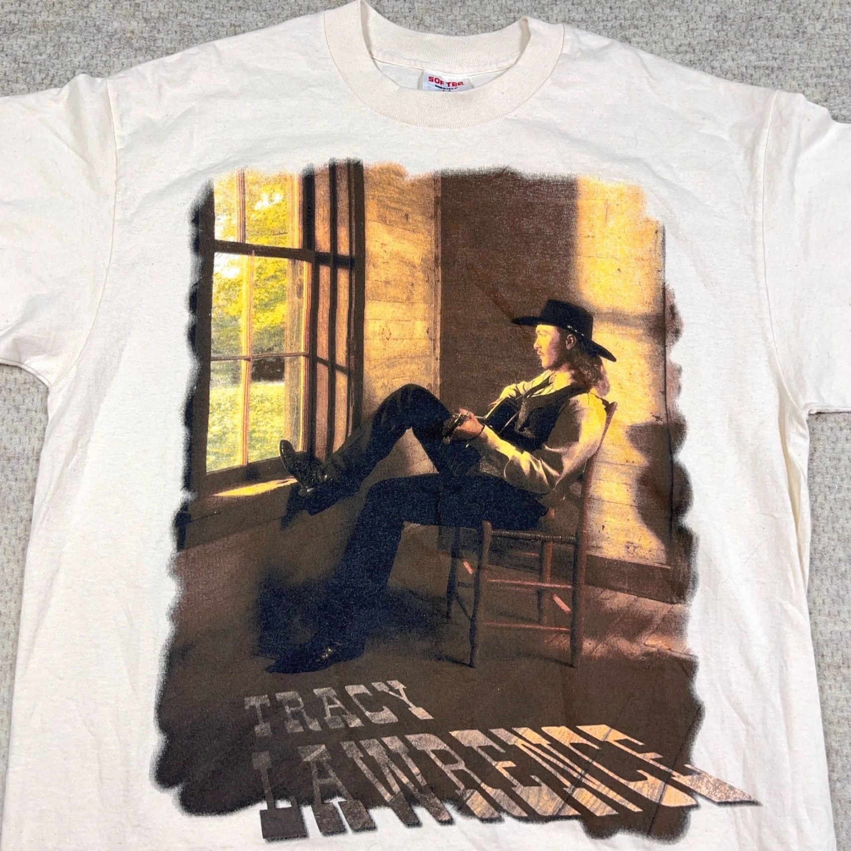 TEE JAYS VINTAGE Tracy Lawrence Tee Jays Shirt Men XL Tan Beige Graphic Print 90s Rock Retro Band Music 90s Womens Mens Boys Girls Size US XL / EU 56 / 4 - 4 Thumbnail