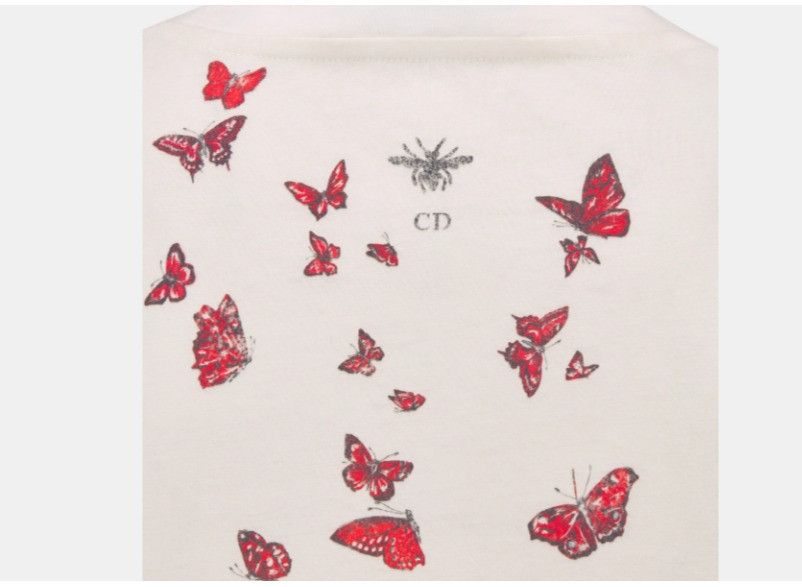 Dior o1w1db10225 413T09 T-Shirt in White & Red Size L / US 10 / IT 46 - 3 Thumbnail