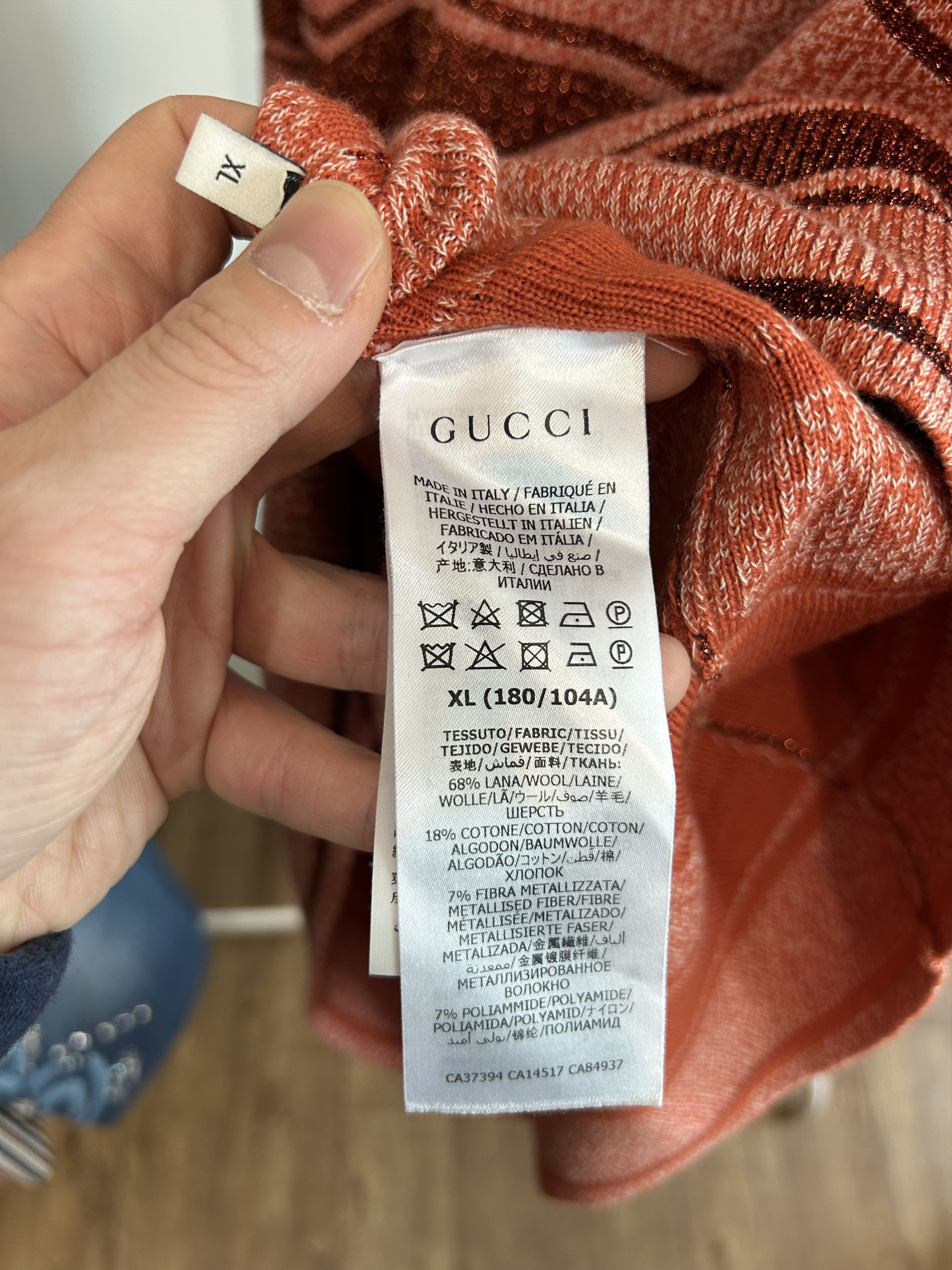 Gucci GUCCI Metallic Striped Turtleneck Knit Size US XL / EU 56 / 4 - 7 Thumbnail
