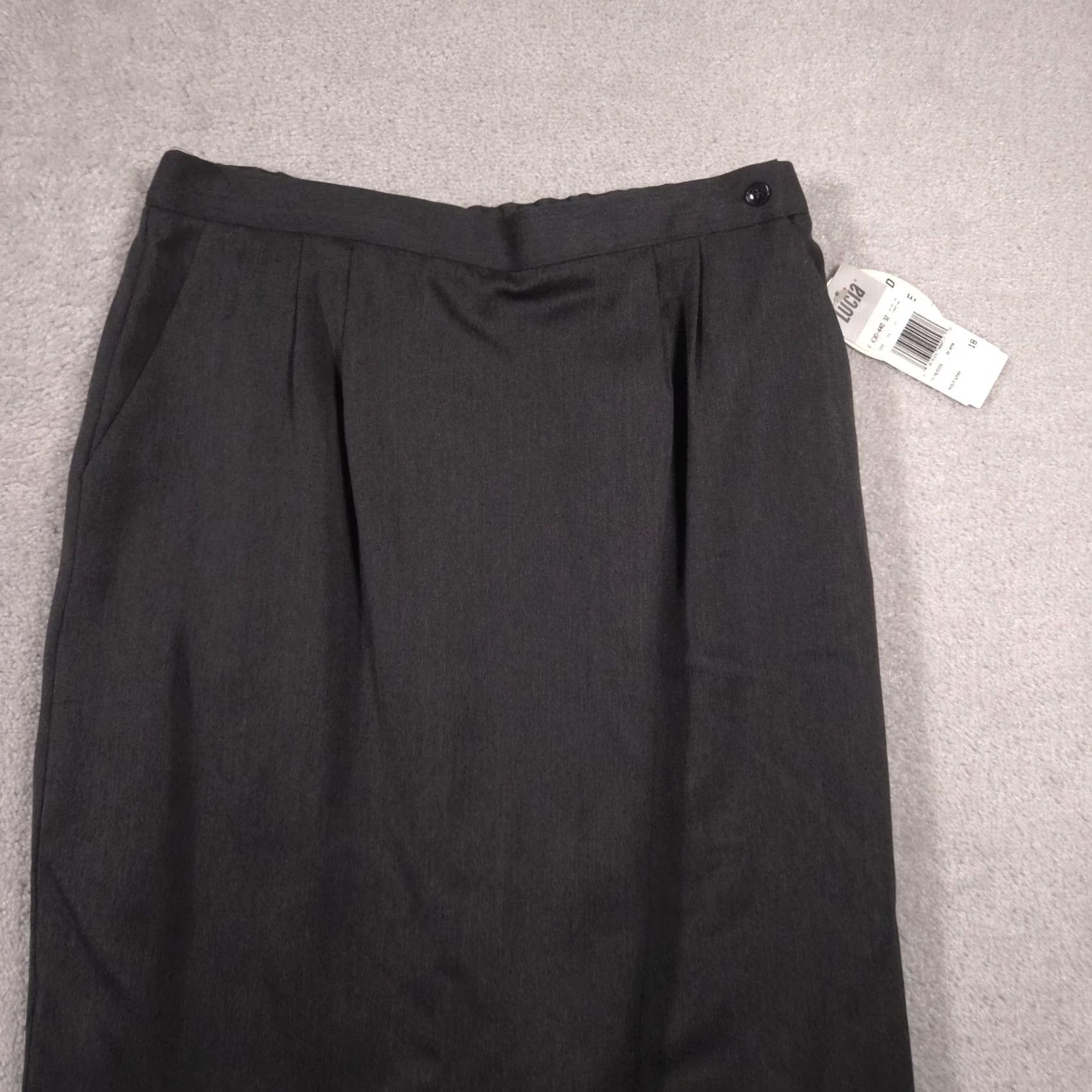 Vintage Lucia Skirt Womens 18 Gray Pencil Fully Lined Pull On Elastic Waist Pockets Work Mens? Size 40" / US 18 - 4 Thumbnail
