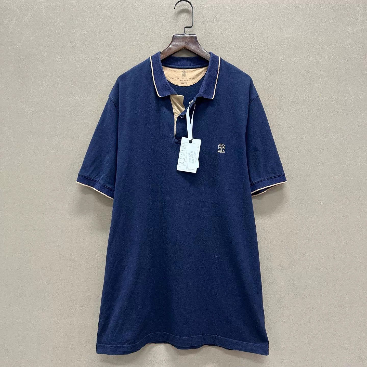 Brunello Cucinelli Brunello Cucinelli 98 New Navy Embroidered Short Polo XL Size US XL / EU 56 / 4 - 1 Thumbnail