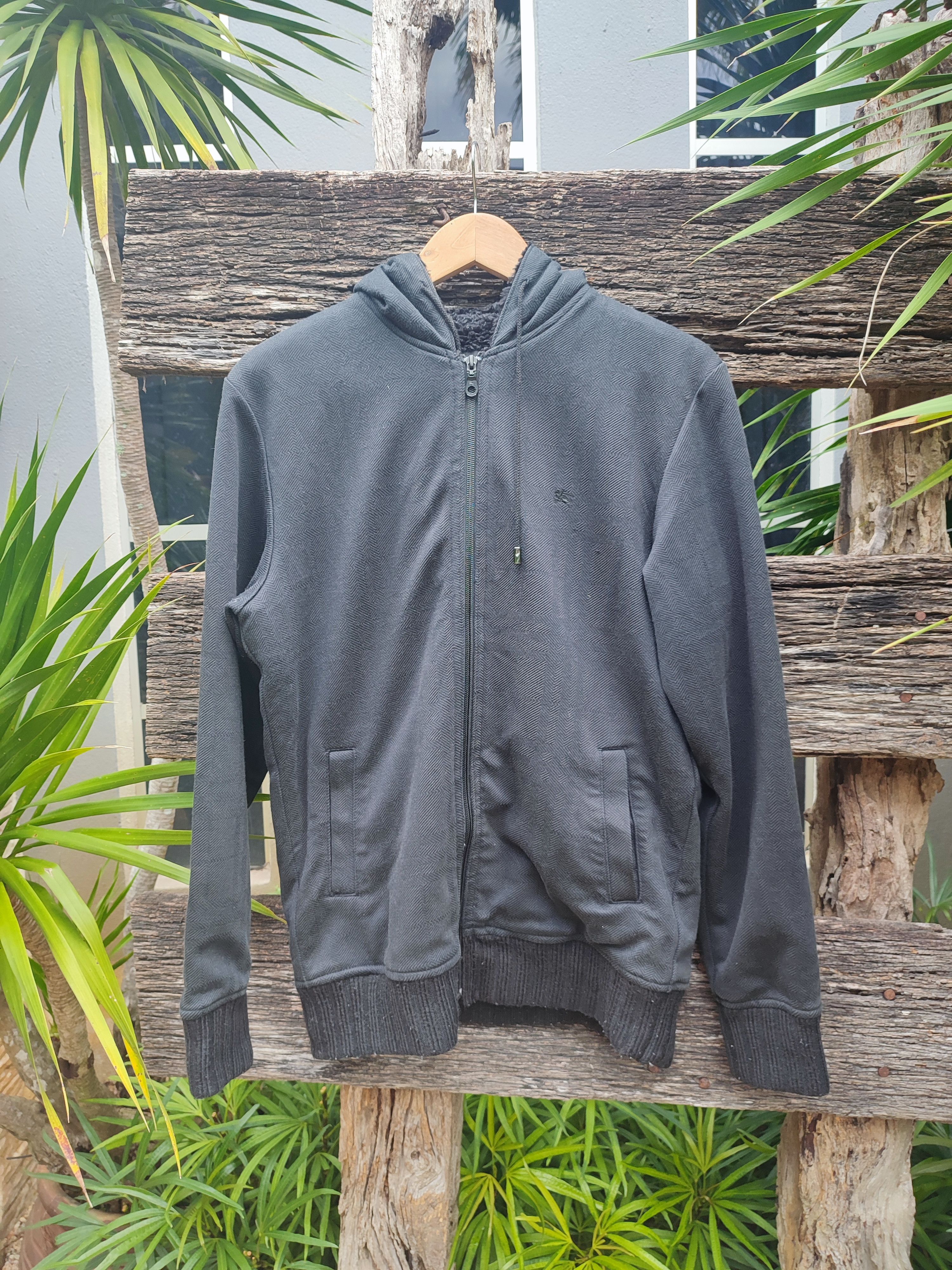 Burberry Blue Label Fleece-Lined Zip Hoodie (Vintage Black)