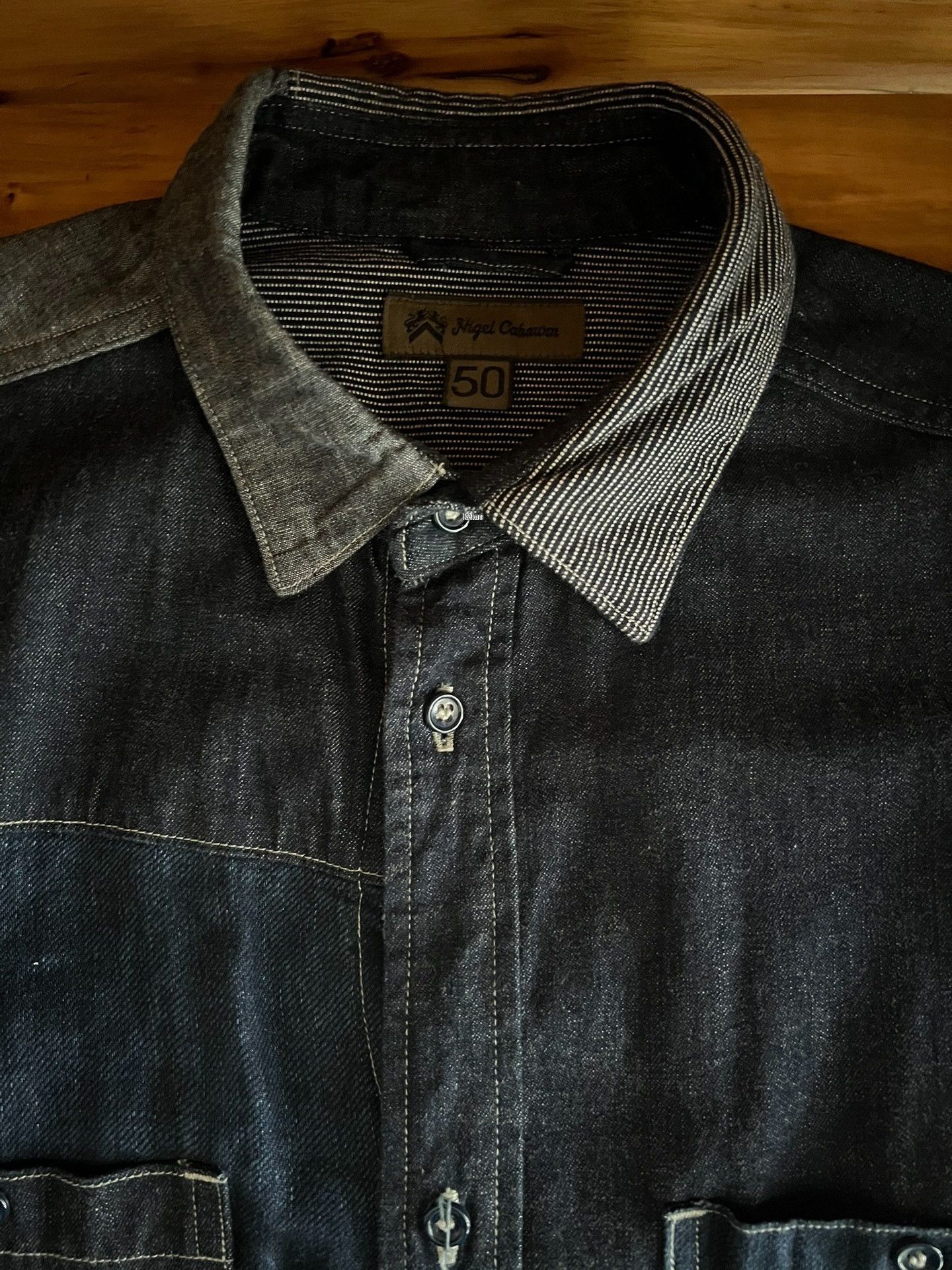 Nigel Cabourn Nigel Cabourn Indigo Patchwork Workwear Shirt Size US M / EU 48-50 / 2 - 9 Thumbnail
