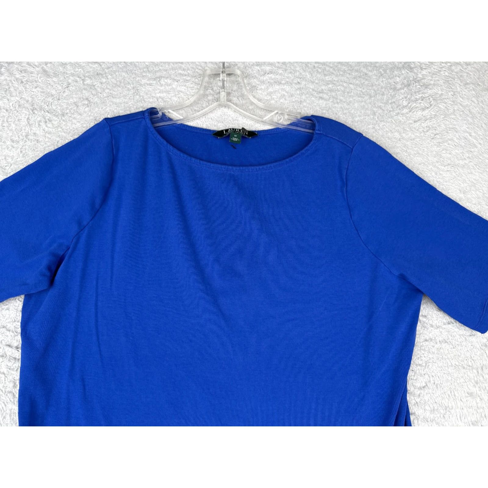 Ralph Lauren Lauren Ralph Lauren Shirt Women 1X Blue Short Sleeve Round Neck Cotton Blend Solid Womens Size XL / US 12-14 / IT 48-50 - 4 Thumbnail