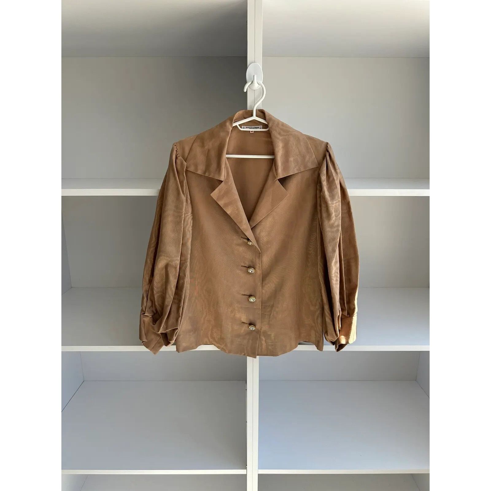 Saint Laurent Paris Vintage Saint Laurent Paris Rive Gauche Satin Blazer 80s Size L / US 10 / IT 46 - 1 Thumbnail
