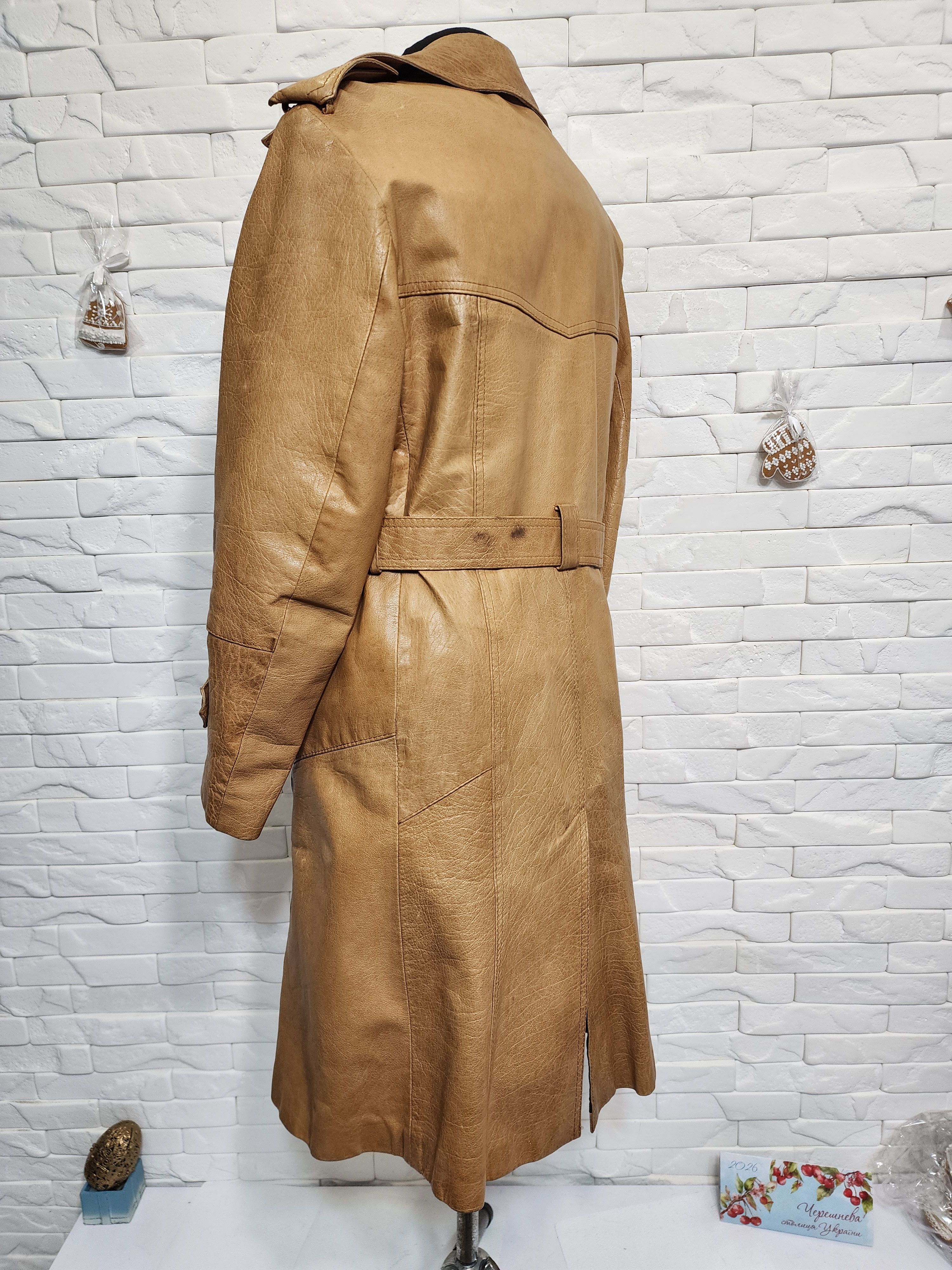 Genuine Leather Brown Genuine Leather Men's Coat with Belt Size US L / EU 52-54 / 3 - 5 Thumbnail