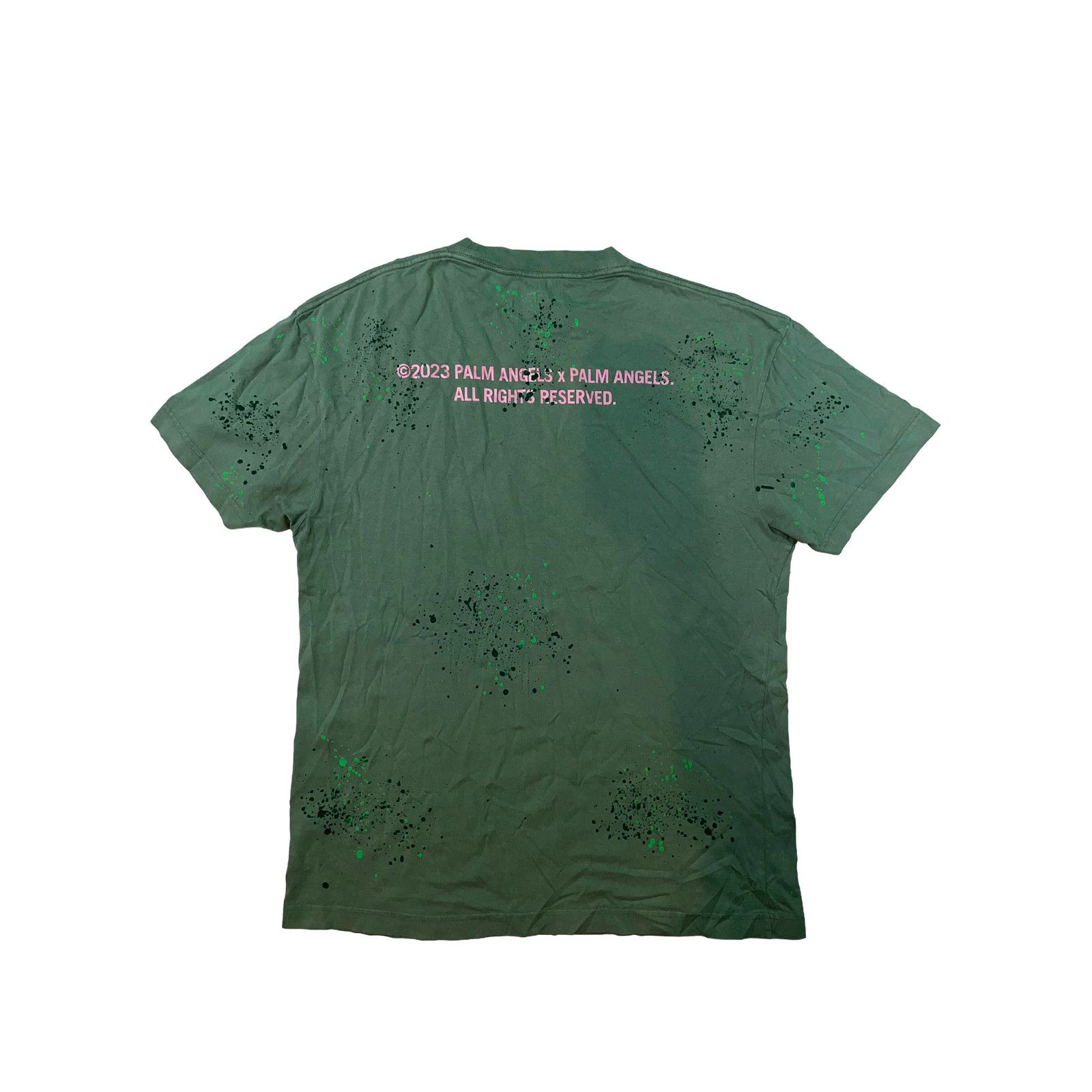 Palm Angels Palm Angels Paint Splatter Green Tee Size US XXL / EU 58 / 5 - 2 Thumbnail