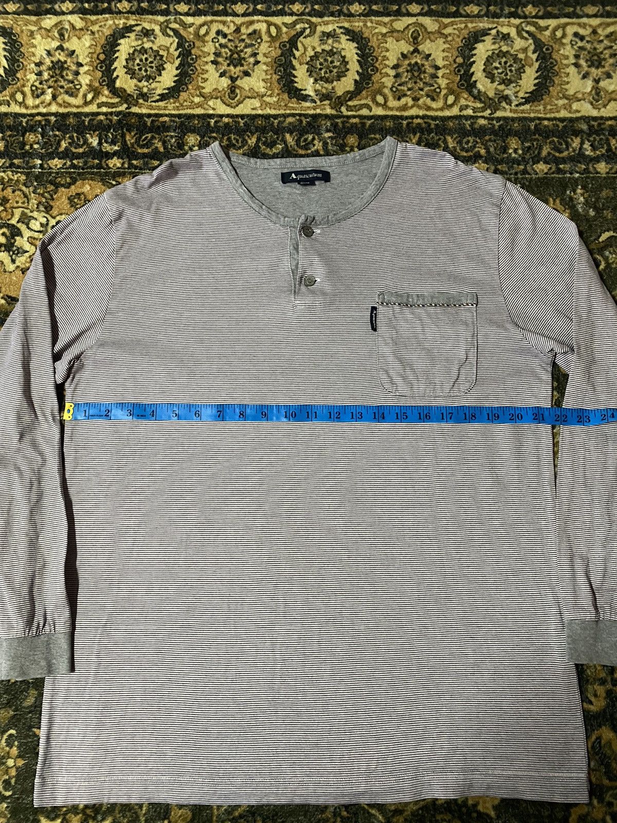 Aquascutum Vintage Aquascutum Single Pocket Striped Long Sleeve T-Shirt Size US L / EU 52-54 / 3 - 8 Thumbnail