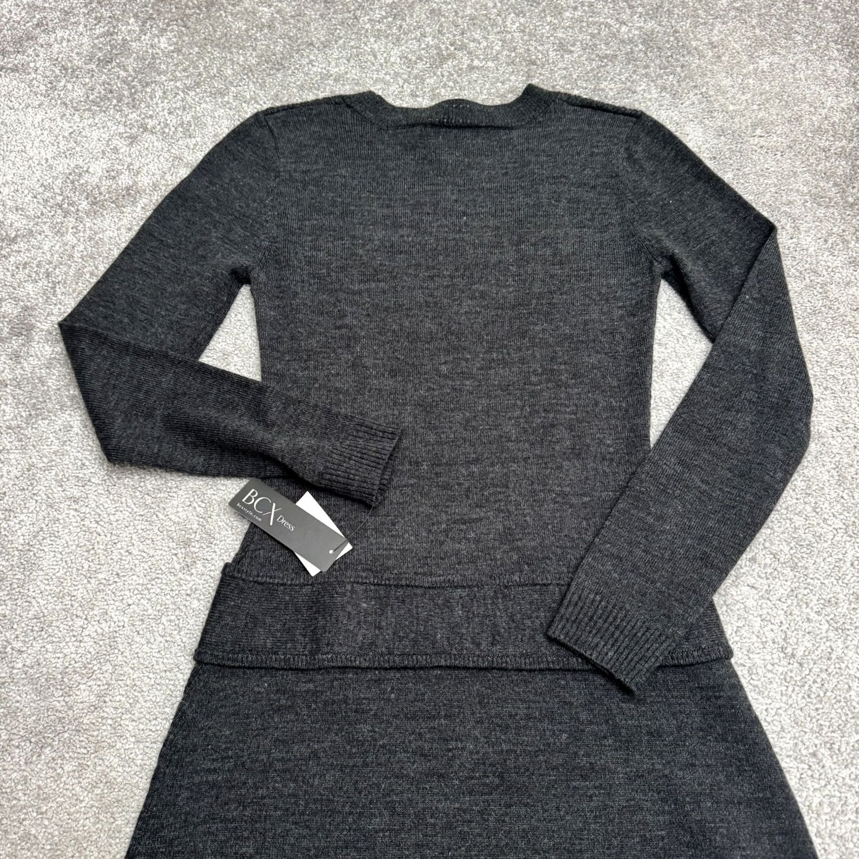Vintage BCX Downtime A-Line Sweater Dress Womens Small smoke Gray Crew Neck Acrylic NWT Size S / US 4 / IT 40 - 3 Thumbnail