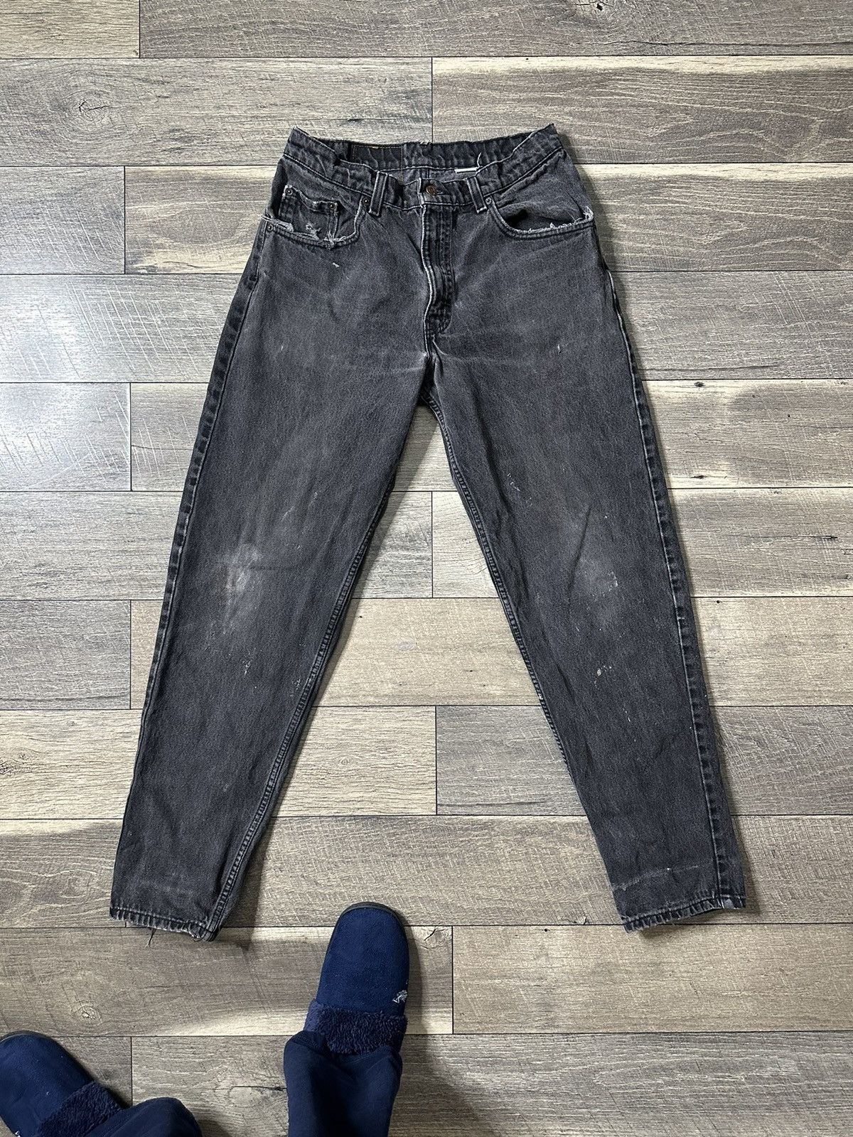 image of Levis x Vintage 80's Faded And Distressed Black Levi's Baggy Fit in Grey, Men's (Size 33)