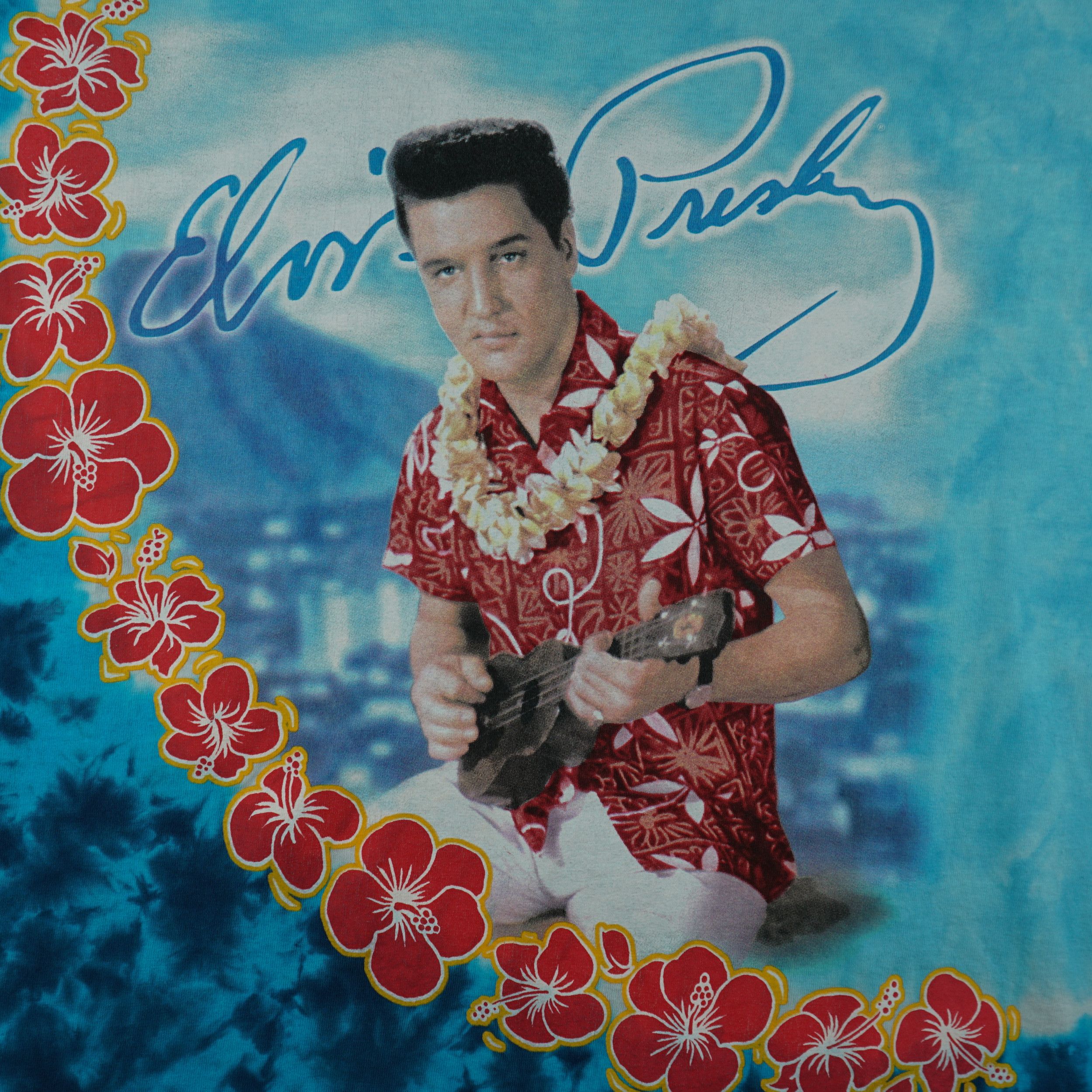 Band Tees × Liquid Blue × Vintage Vintage 90s Elvis Presley Blue Hawaii T Shirt Size US XXL / EU 58 / 5 - 2 Thumbnail