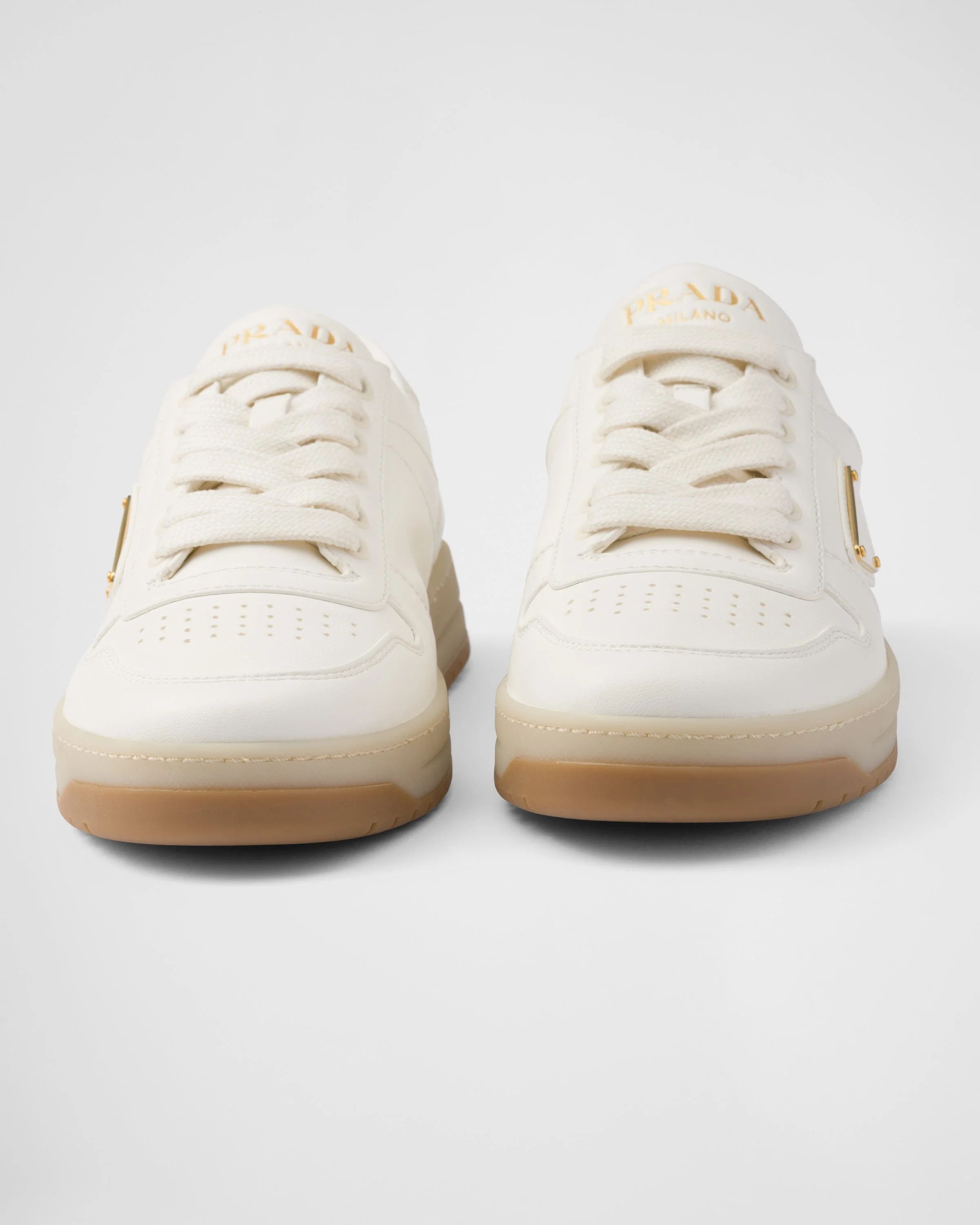 Prada o1B3y1r0526 Downtown Nappa Leather Sneakers in Ivory Size US 7 / IT 37 - 6 Thumbnail