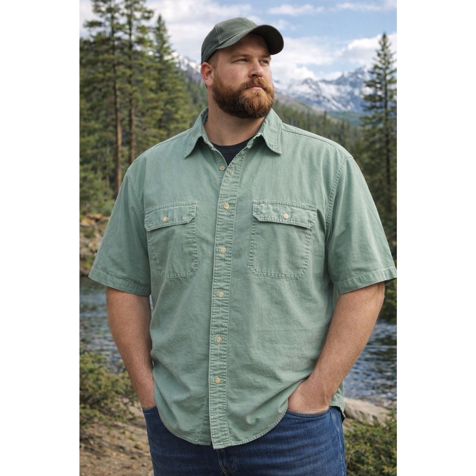 L.L. Bean LL Bean Men's 2XL Tall Button-up Board Shirt Sage Green Size US XXL / EU 58 / 5 - 1 Thumbnail