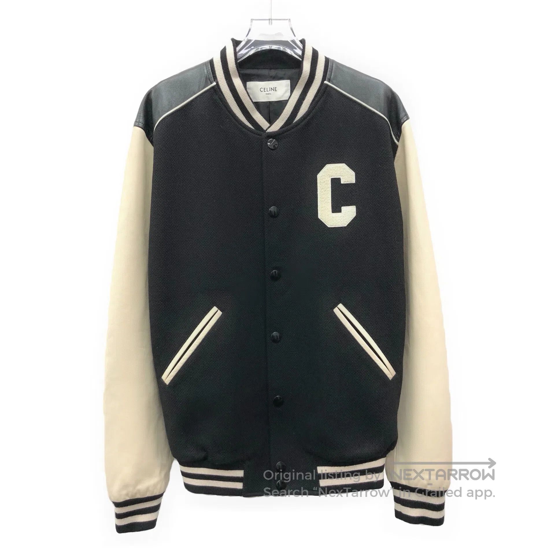 Celine Celine Black Striped Wool Stand Collar Single Breasted Lon Size US XL / EU 56 / 4 - 1 Thumbnail
