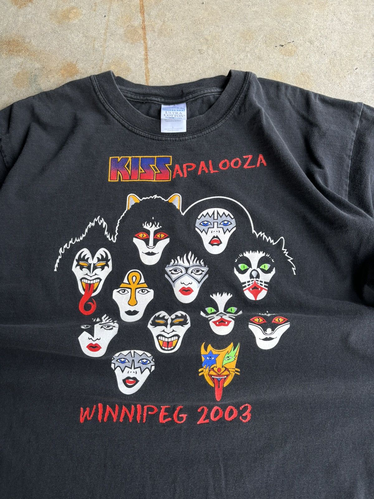 Band Tees × Vintage Crazy Kiss Band Kissapalooza Collab Faded Army Tee Size US L / EU 52-54 / 3 - 3 Thumbnail