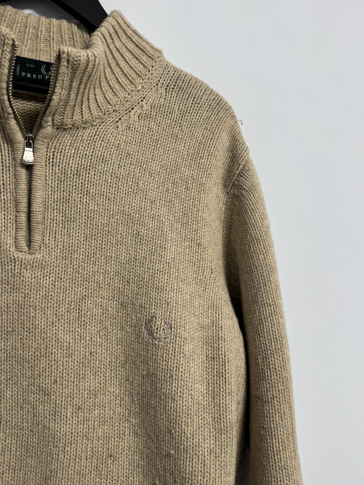 Fred Perry Fred Perry 1/4 Zip Sweater Wool Beige Vintage 90’s Hype Size US XL / EU 56 / 4 - 8 Thumbnail