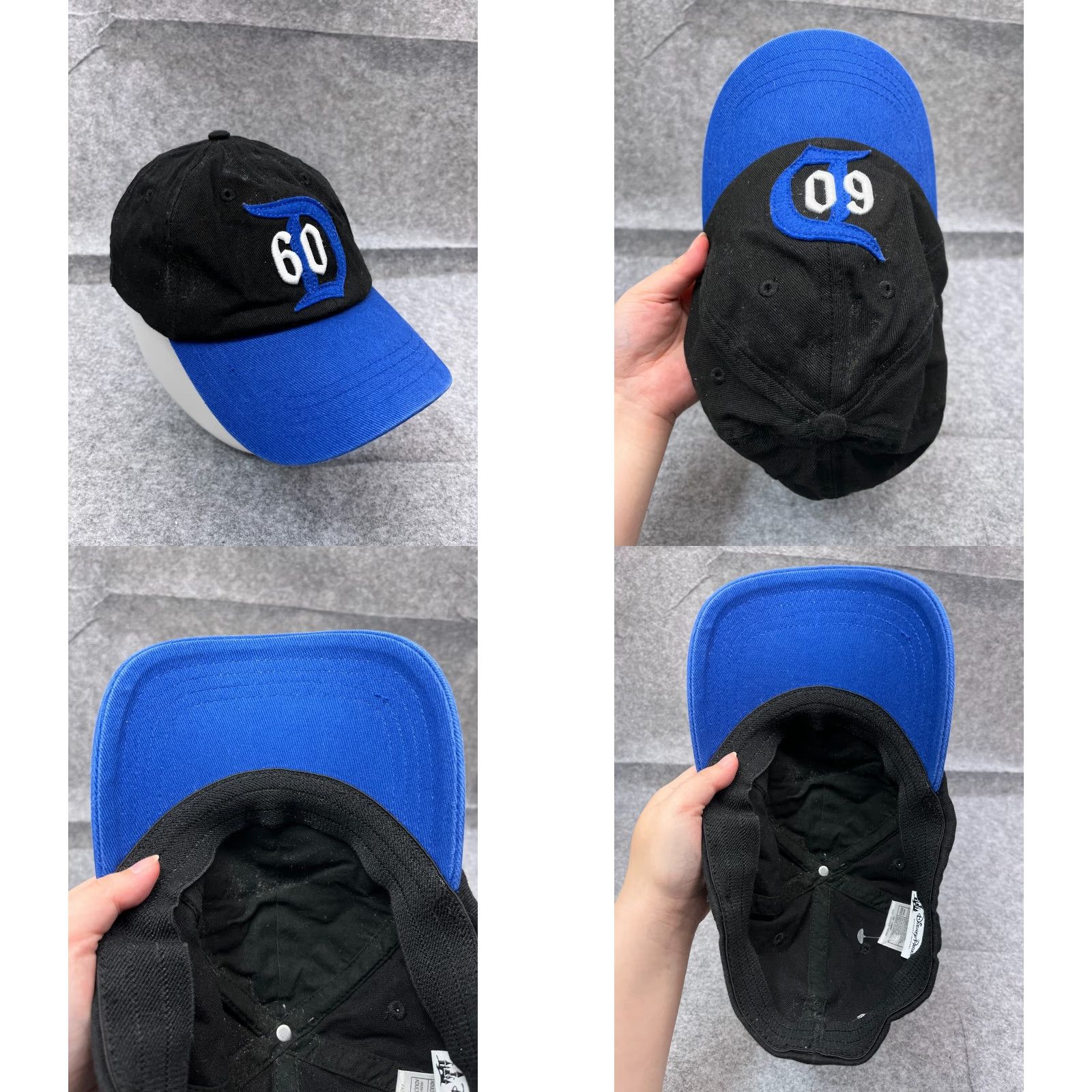 Disney VINTAGE Disney Hat Cap Fitted Adult OS Blue Black Cotton Blend Plaid 80s 90s USA Disney World Disneyland Baseball Cap Mens Womens Unisex Adults Size ONE SIZE - 8 Thumbnail