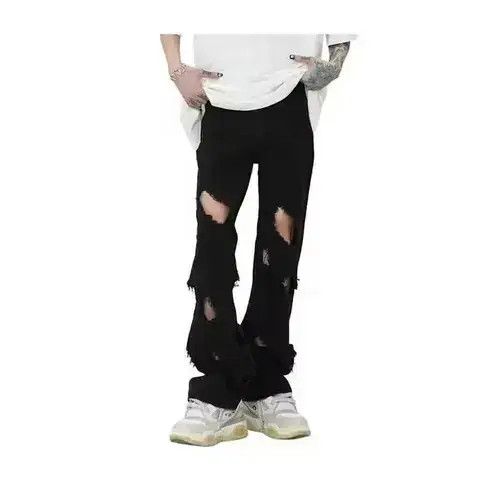 Japanese Brand × Jean Black Distressed Stacked Denim Jeans Size US 30 / EU 46 - 2 Thumbnail