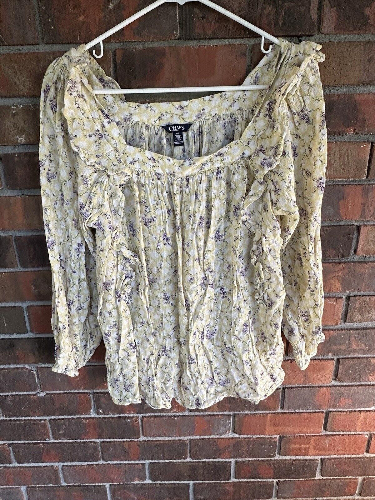 Chaps Women's Chaps Blouse Large Cottage Core Peasant Yellow Size M / US 6-8 / IT 42-44 - 4 Thumbnail