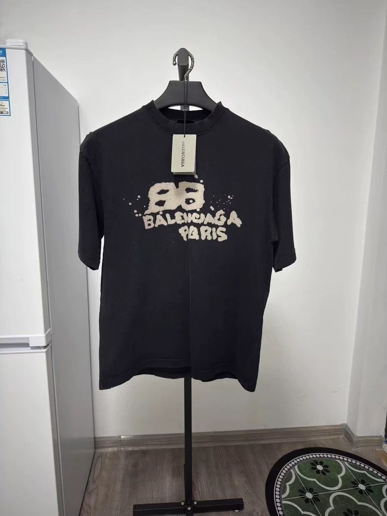 Balenciaga Balenciaga Double B Ink Short Sleeve Tee - dmc Size US L / EU 52-54 / 3 - 1 Thumbnail