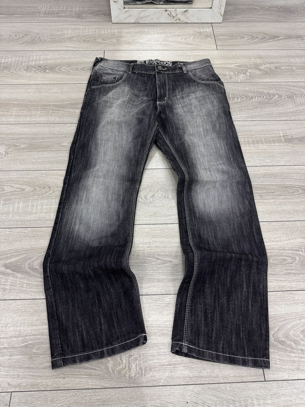 Japanese Brand Vintage Y2K Black Washed Flared Jeans Size US 34 / EU 50 - 3 Thumbnail