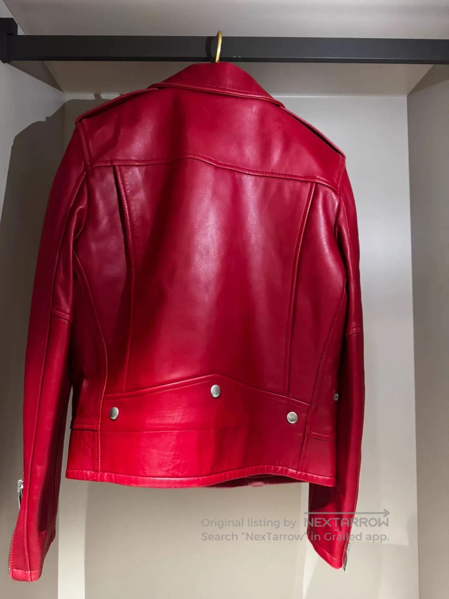 Saint Laurent Paris SAINT LAURENT Red Leather Biker Jacket. Size XS / US 0-2 / IT 36-38 - 5 Thumbnail