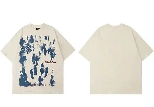 Japanese Brand Unisex Harajuku Shadow Letter Printed Short Sleeve T Shirt Size US M / EU 48-50 / 2 - 2 Thumbnail