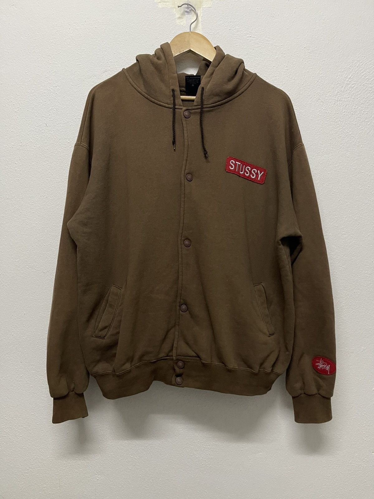 Stussy 90s STUSSY BUTTON UP HOODIE SWEATER BOX LOGO RARE DESIGN Size US M / EU 48-50 / 2 - 1 Thumbnail