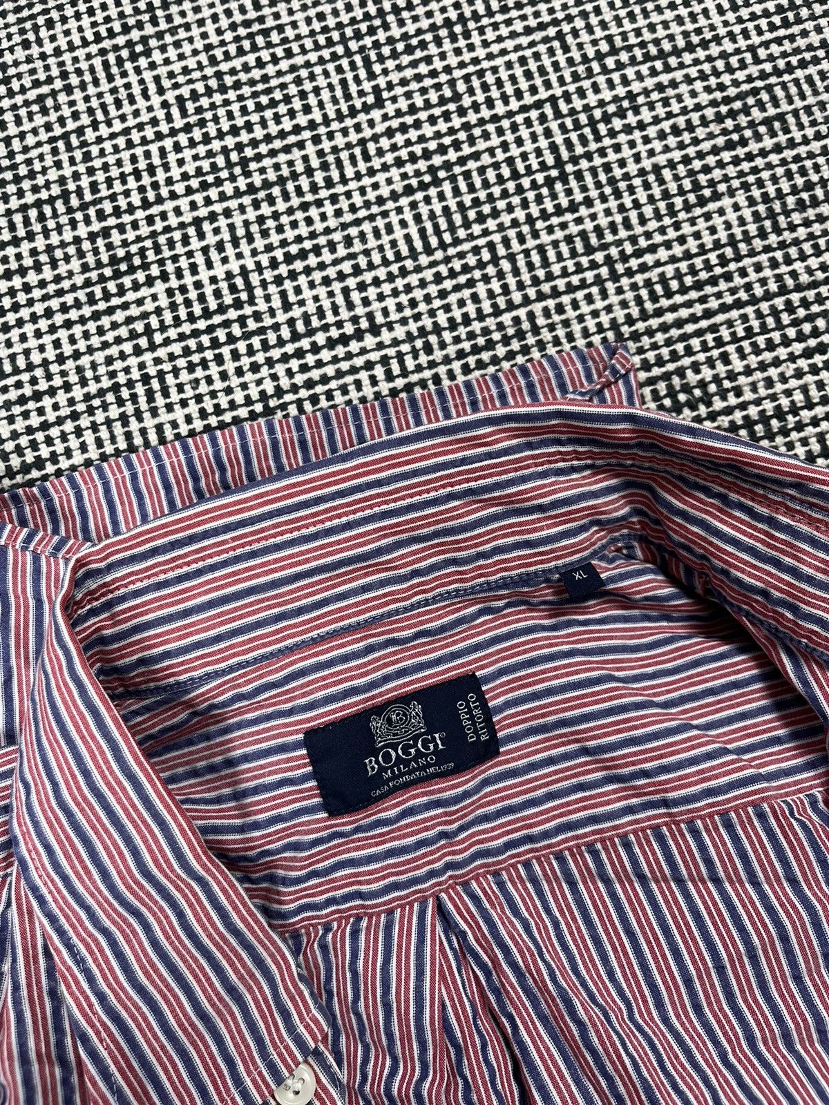 Boggi × Designer Boggi Milano luxury striped button up shirt old money Size US XL / EU 56 / 4 - 5 Thumbnail