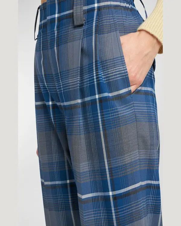 Marni o1w1db11125 Double-Pleated Straight-Leg Trousers in Blue Size 27" / US 4 / IT 40 - 5 Thumbnail