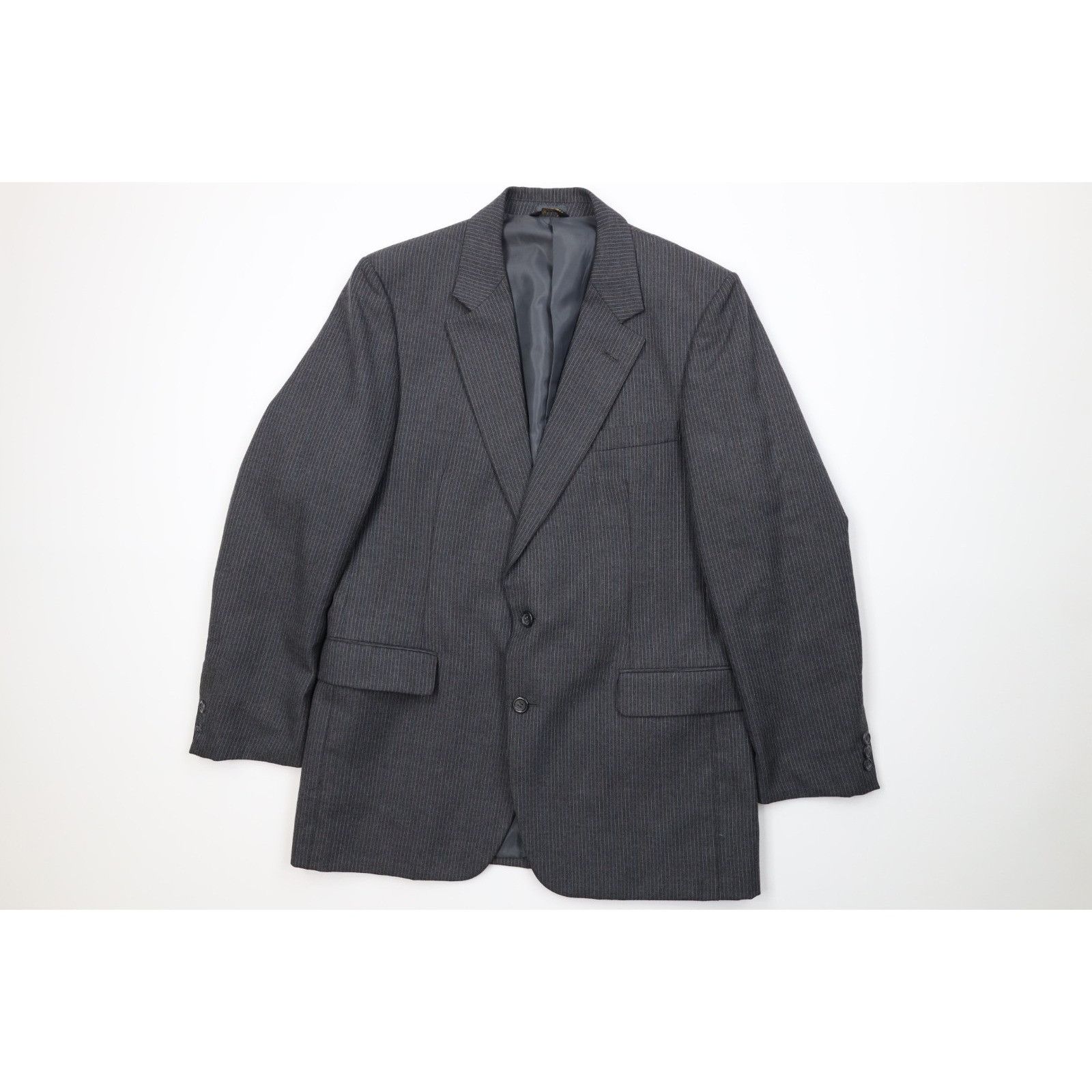 Vintage Vintage 70s Streetwear 2 Piece Wool Pinstriped Suit Wedding Size 42R - 2 Thumbnail