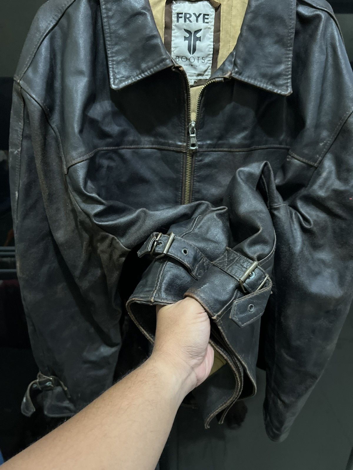 Frye Vintage FRYE BOOTS Distressed Leather Jacket Size US XXL / EU 58 / 5 - 5 Thumbnail