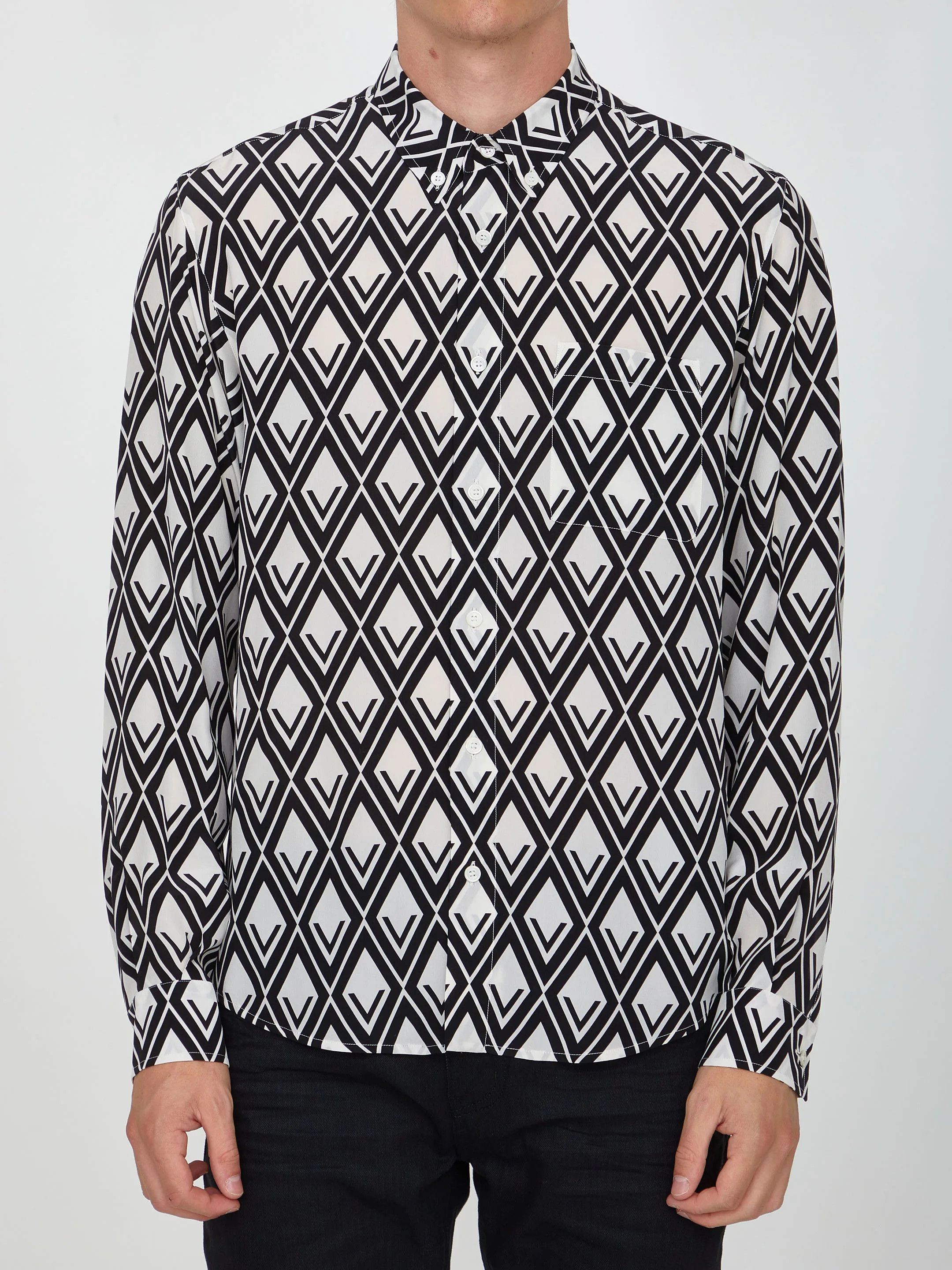 Valentino o1y0525 Patterned Shirt in White/Black Size US S / EU 44-46 / 1 - 1 Thumbnail