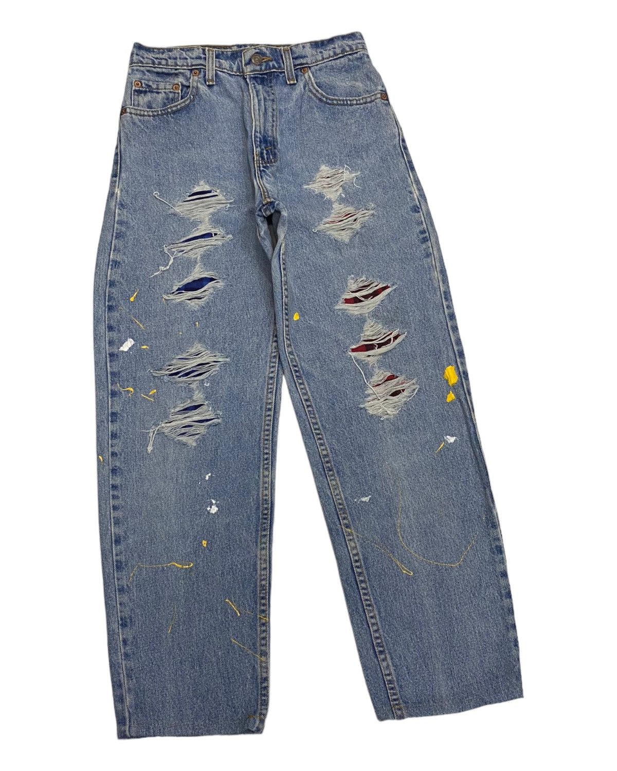 LEVIS 550 PAINTER BAGGY DENIM DISTRESSED TAPERED LEG