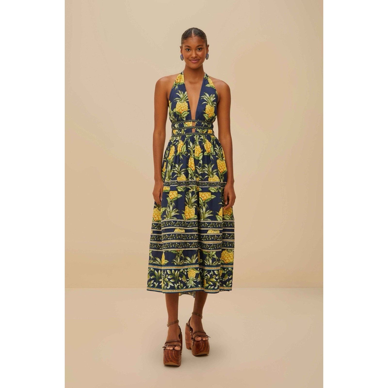 Farm Rio Farm Rio Linen-Blend Dress With Palm Print | Grailed