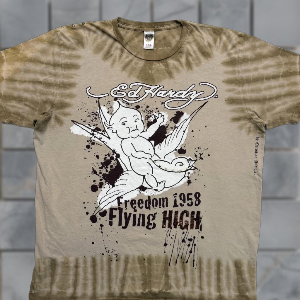 Ed Hardy Ed Hardy Shirt Mens 2XL Brown Freedom 1958 Flying High Tie Dye Graphic Tattoo Crew Neck Short Sleeve Cotton Vintage No Size US XXL / EU 58 / 5 - 1 Thumbnail