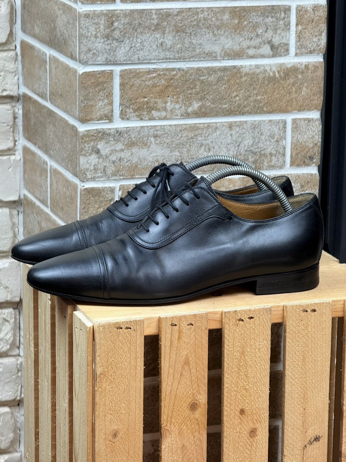 Gucci Gucci Black Leather Oxford Formal Shoes Size US 7.5 / EU 40-41 - 3 Thumbnail