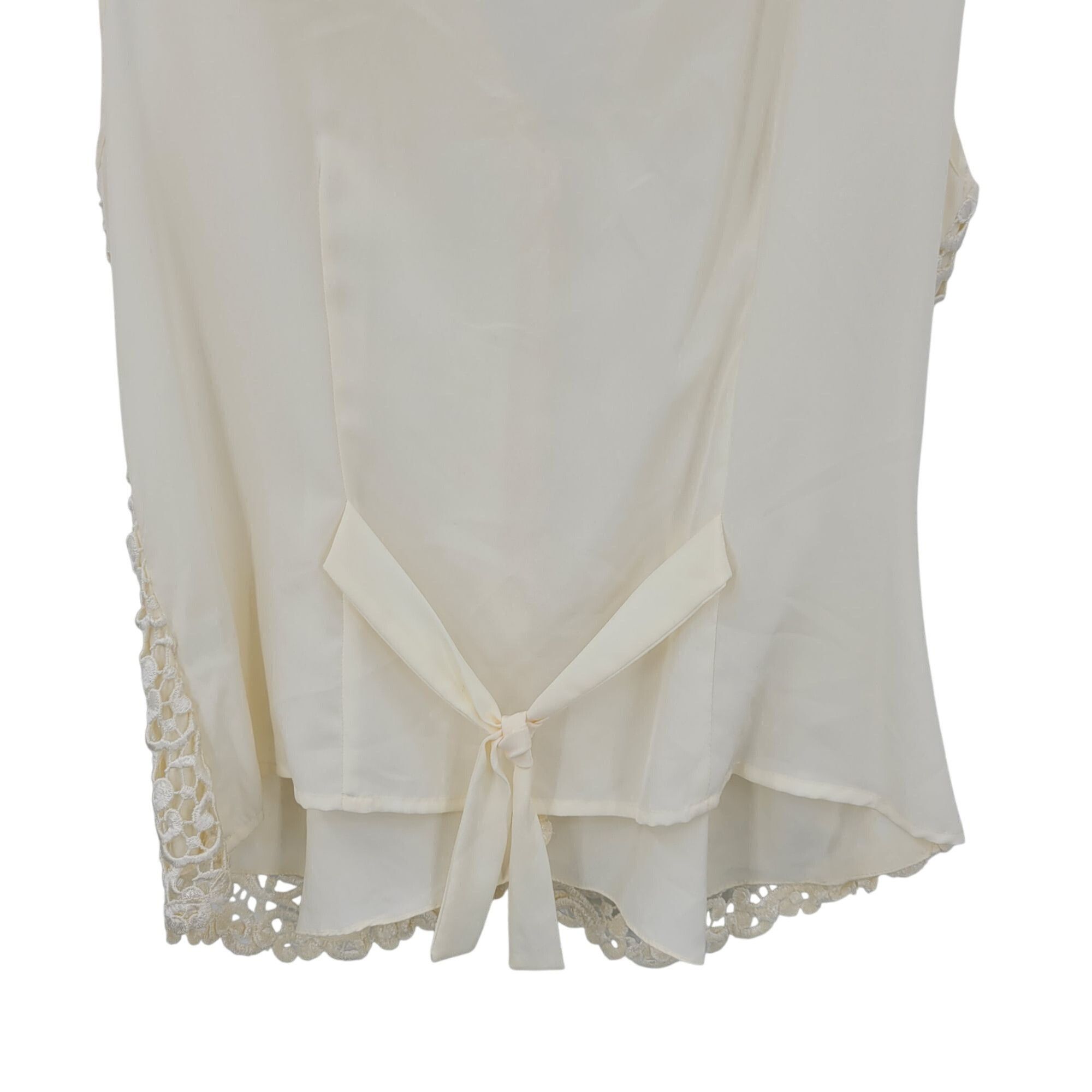 Vintage Vtg Ivory Lace Vest Sz M Button Front Sheer Tie Back Soft Gi Size M / US 6-8 / IT 42-44 - 9 Thumbnail
