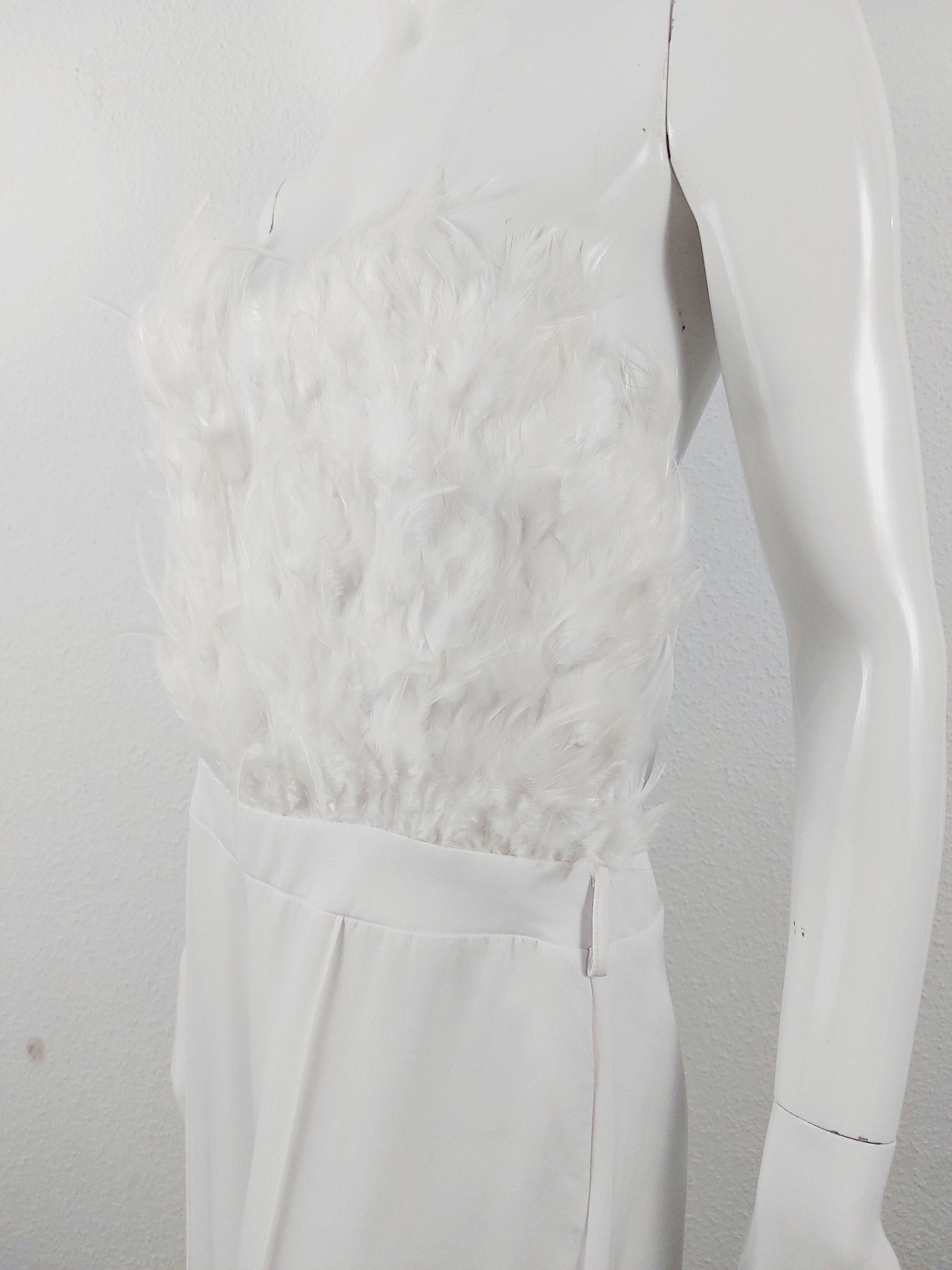 plein sud Plein Sud Faycal Amor White Feather Jumpsuit Dress Size 32" / US 10 / IT 46 - 13 Thumbnail