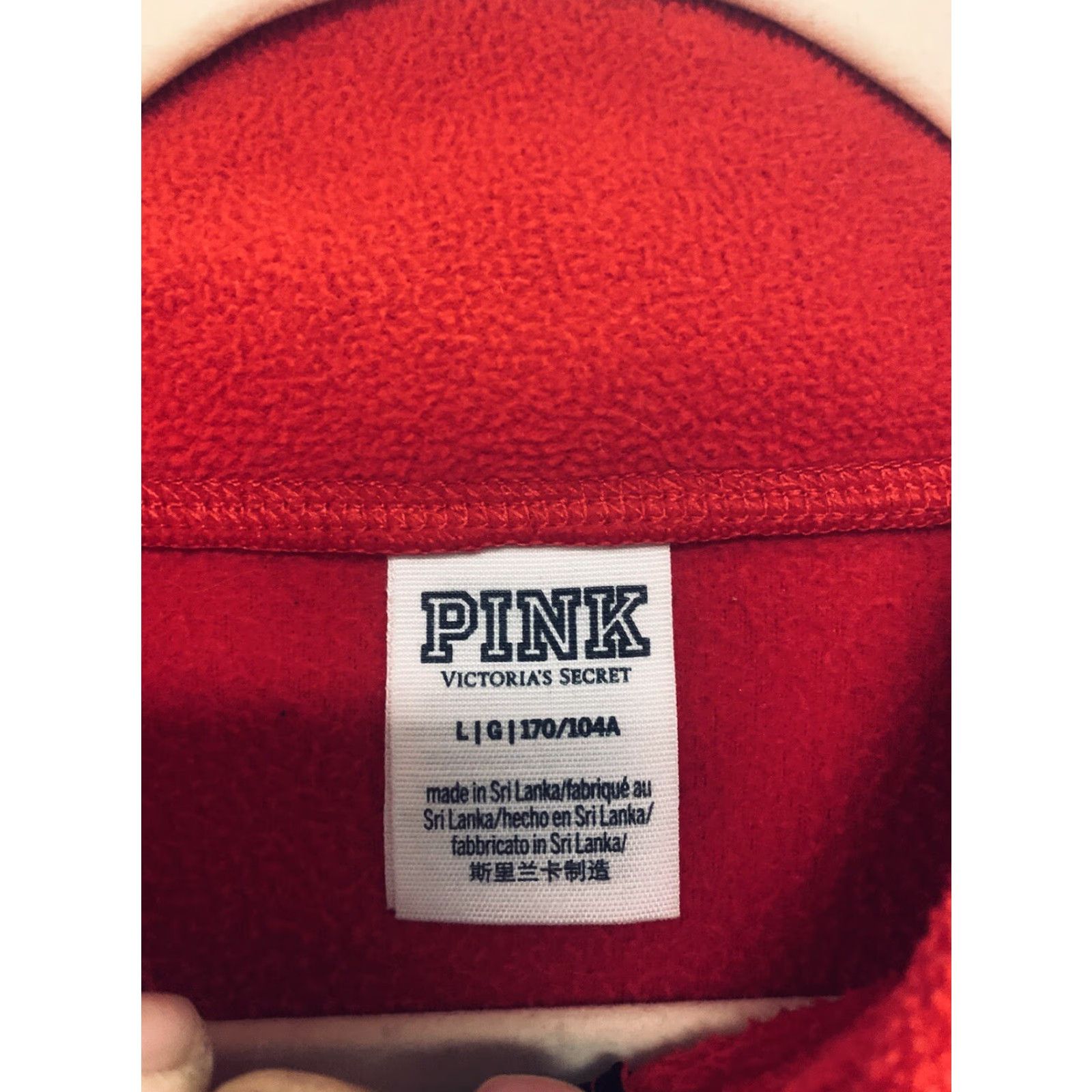 Victoria's Secret Victoria's Secret PINK Fleece Pullover 1/4 Zip Crop Red Shirt Womens L Regular Size Large Size L / US 10 / IT 46 - 3 Thumbnail