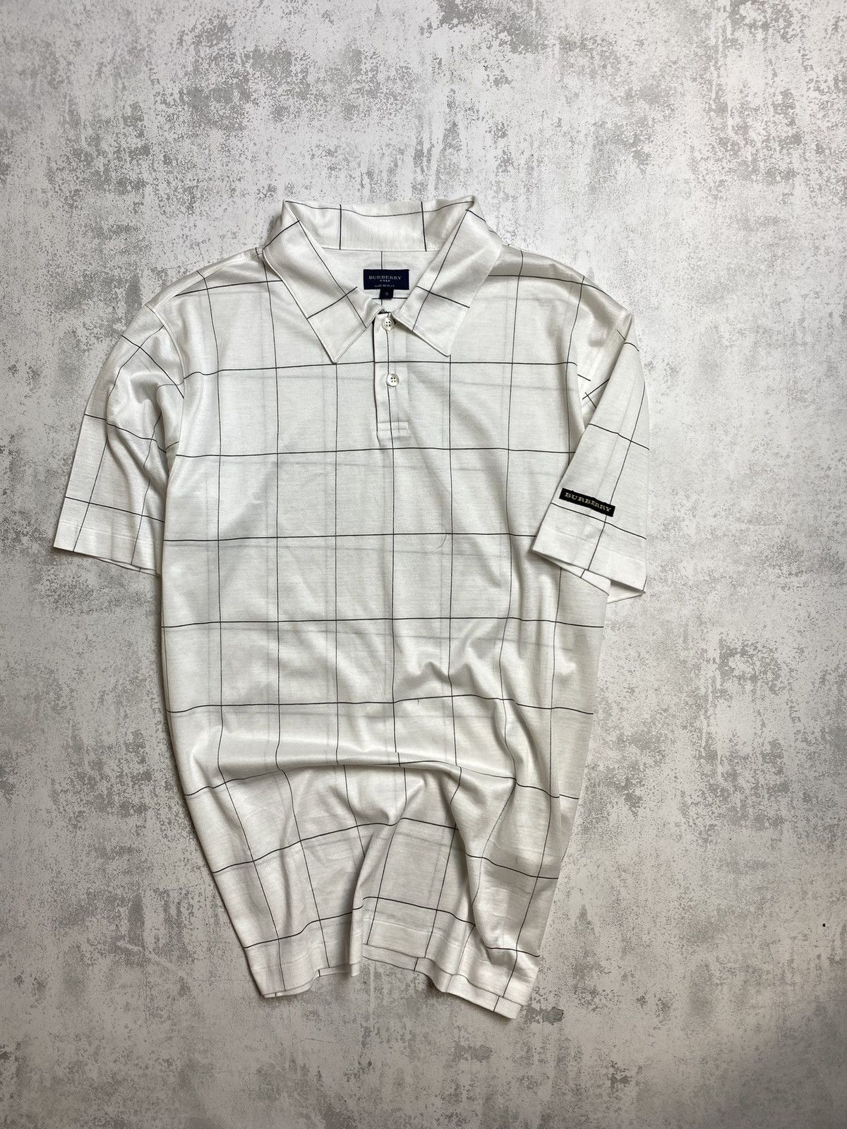 Burberry Burberry Golf Vintage White Grid Check Polo Shirt Cotton Size US S / EU 44-46 / 1 - 1 Thumbnail