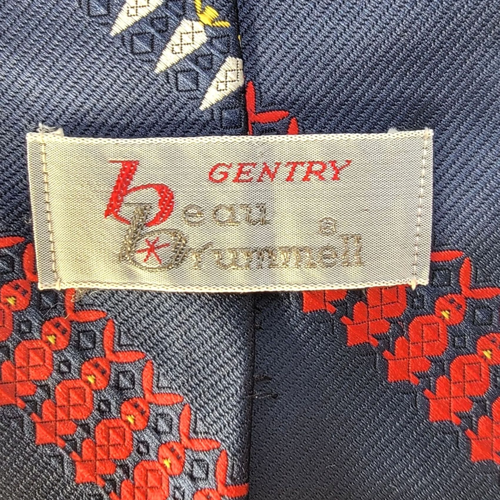 Vintage Vtg Gentry Tie Mens Blue Red Bunnies and Carrots Easter Rabbit 56 X 4 Polyester One Size Classic Short Themed Easter Holiday Pattern Animal Print Mens Size ONE SIZE - 4 Thumbnail